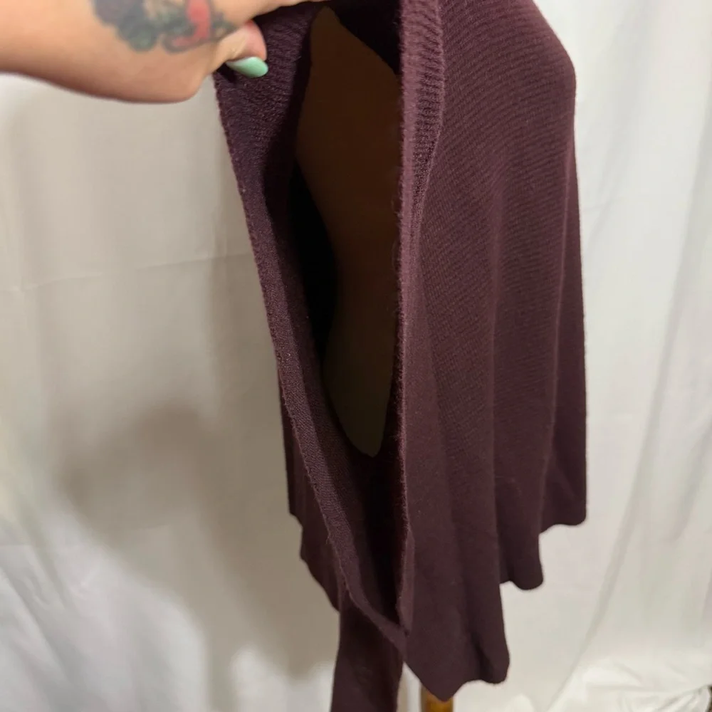 New York & Company Deep Burgundy Boatneck Poncho Sweater - Picture 9 of 12